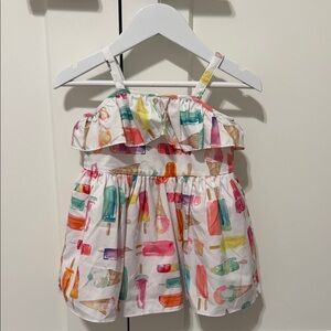Kate Spade Girls White Dress with Multicolor Popsicle Print 18 Months